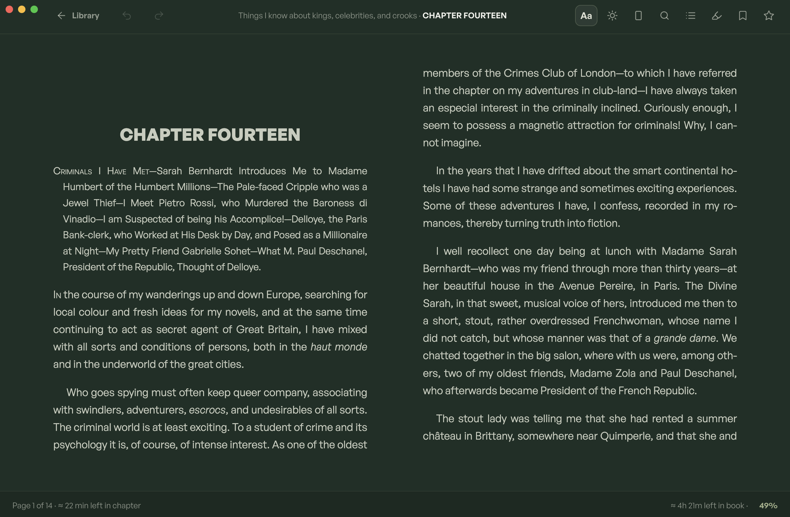 The MichPub library in the dark Night theme
